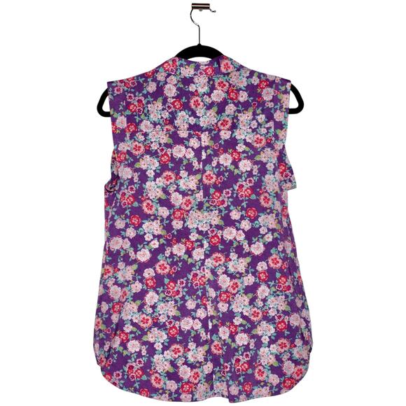 Candie's Purple Floral Button Down Top Size Medium - Picture 3 of 4